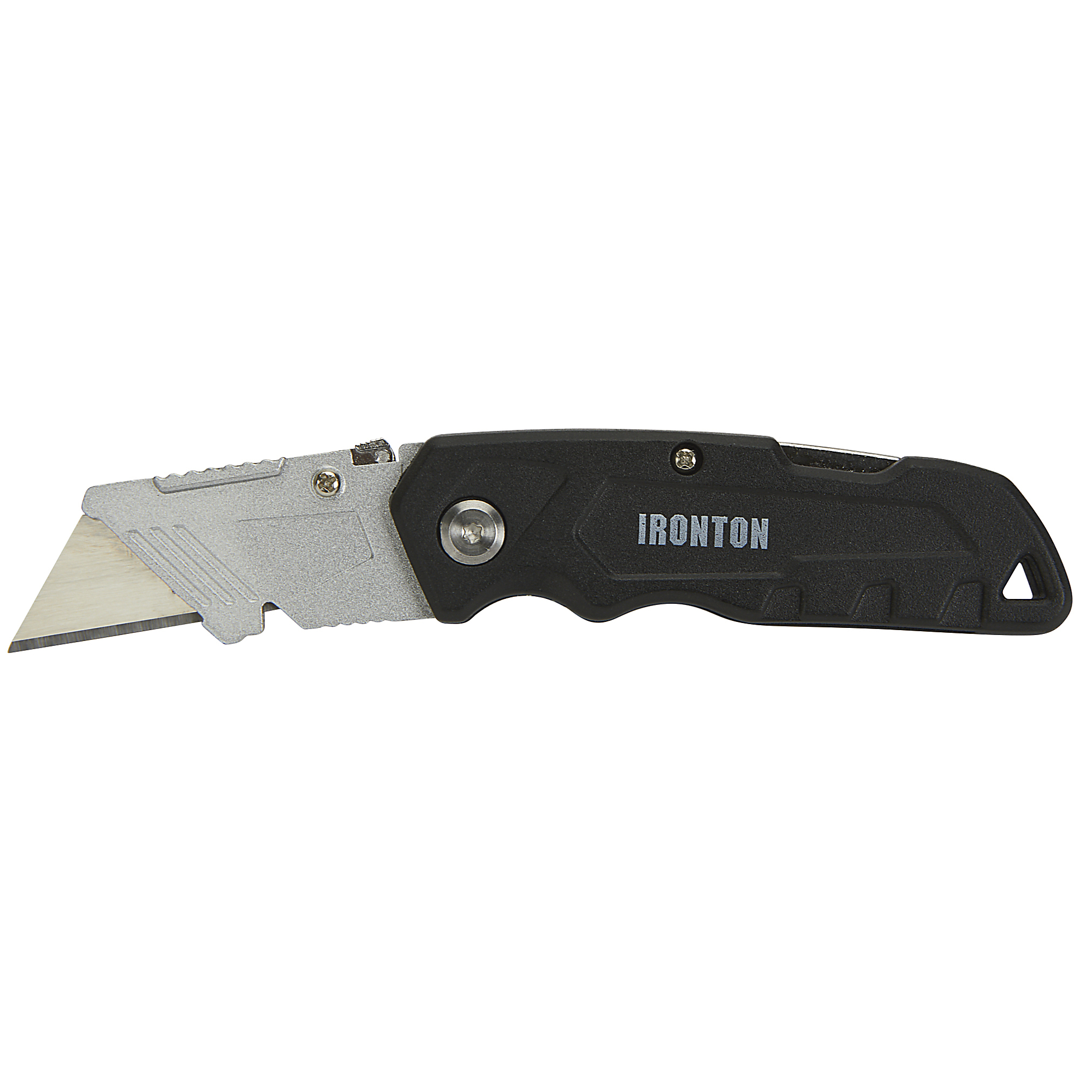 Ironton Compact Folding Utility Knife, Press-and-Flip, Wire Belt Clip